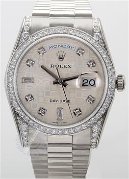 Rolex White Gold President Silver Jubilee Diamond 118389